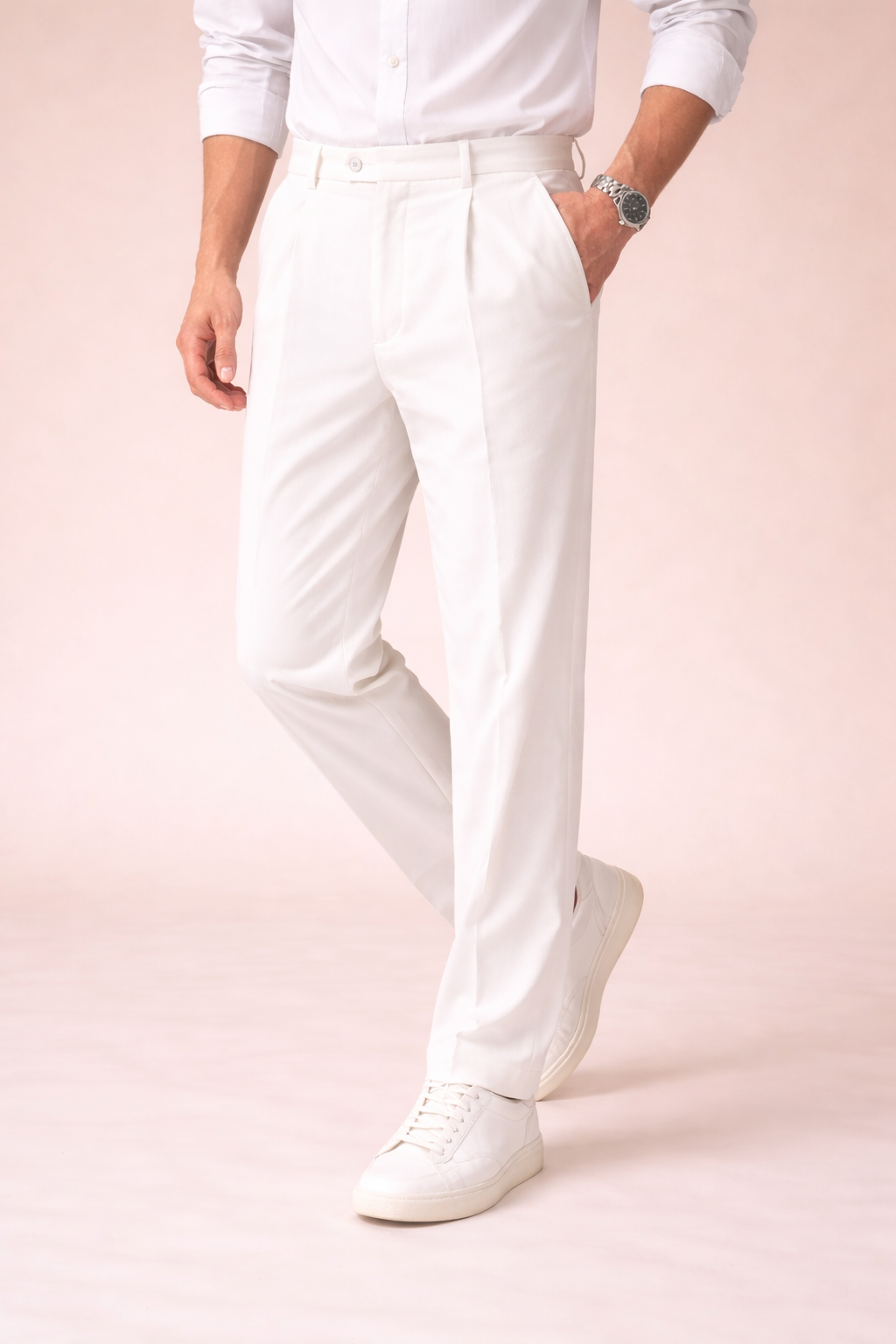 White Relaxed Fit Trousers